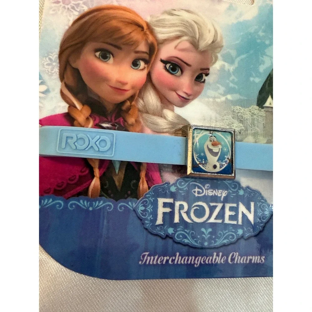 Disney Frozen ROXO 3 Silicone Bracelet Set Elsa Anna Olaf Interchangeable Charm